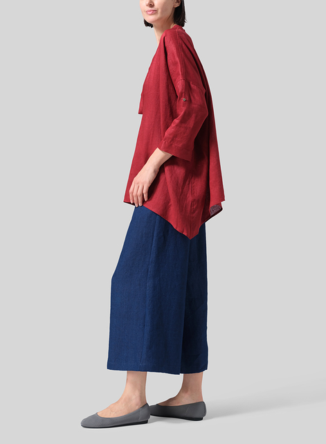 Linen Loose Deep V-neck Overtop