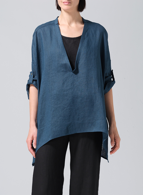 Linen Loose Deep V-neck Overtop