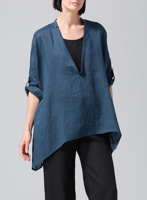 Linen Loose Deep V-neck Overtop