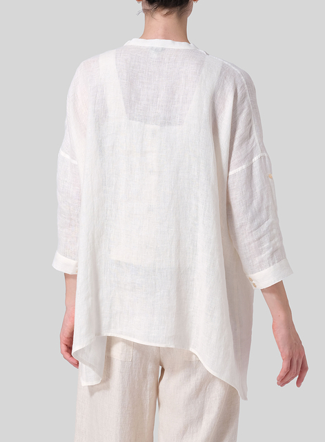 Linen Loose Delicate Deep V-neck Overtop