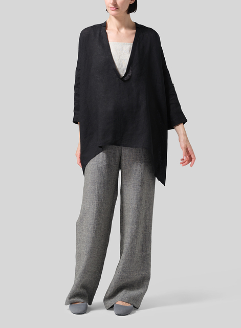 Linen Loose Delicate Deep V-neck Overtop
