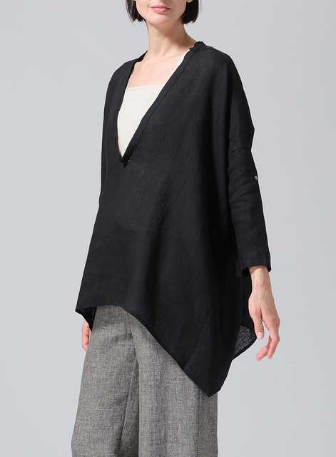 Linen Loose Delicate Deep V-neck Overtop