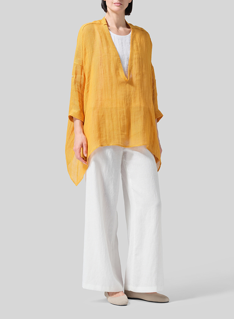 Linen Loose Delicate Deep V-neck Overtop