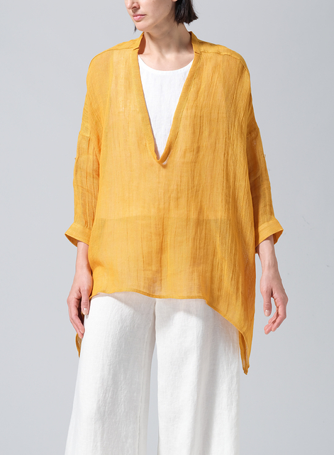 Linen Loose Delicate Deep V-neck Overtop