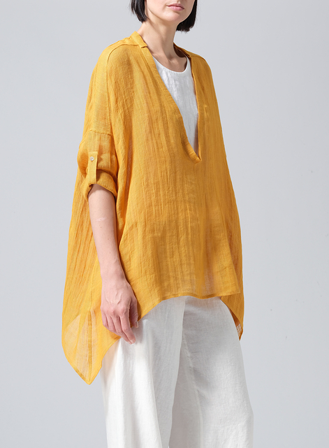 Linen Loose Delicate Deep V-neck Overtop