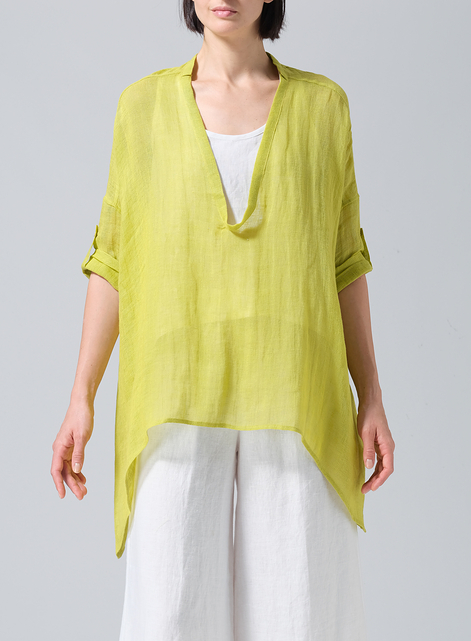 Linen Loose Delicate Deep V-neck Overtop
