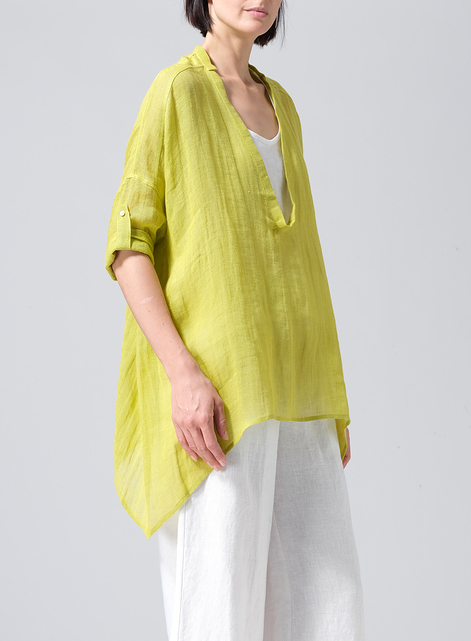Linen Loose Delicate Deep V-neck Overtop