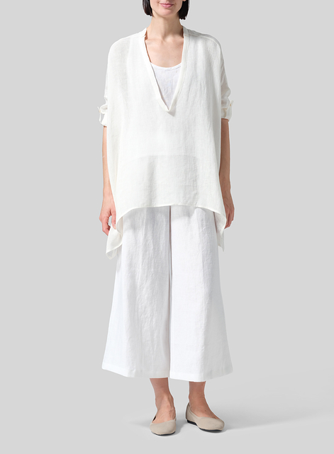 Linen Loose Delicate Deep V-neck Overtop