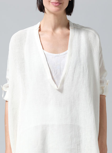 Linen Loose Delicate Deep V-neck Overtop