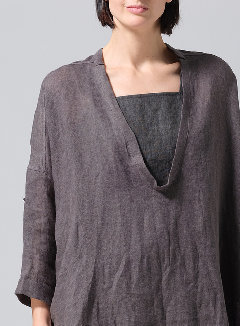 Linen Loose Delicate Deep V-neck Overtop