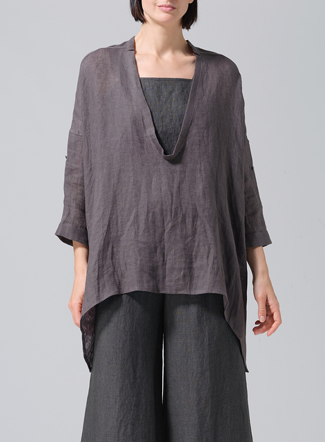 Linen Loose Delicate Deep V-neck Overtop