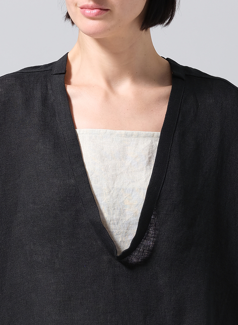 Linen Loose Delicate Deep V-neck Overtop