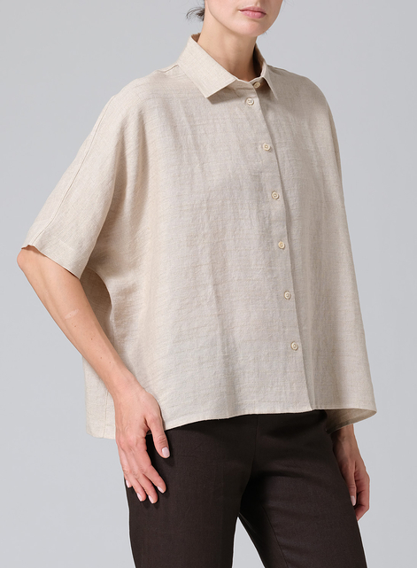 Linen Boxy Sleeves Shirt