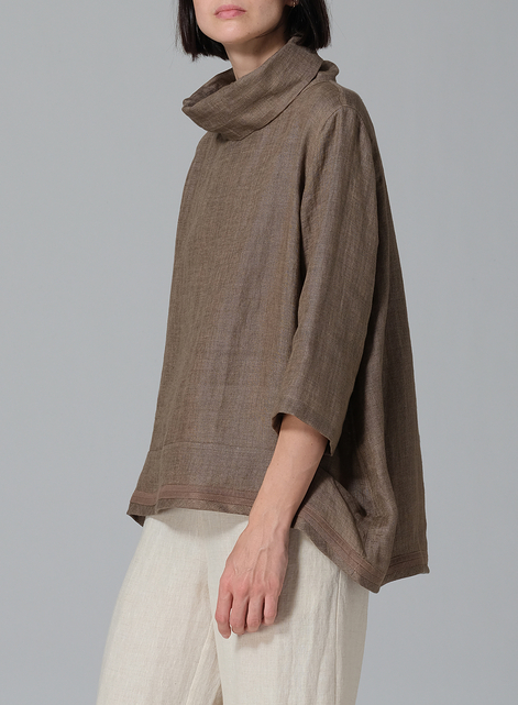 Linen Cowl Neck Top