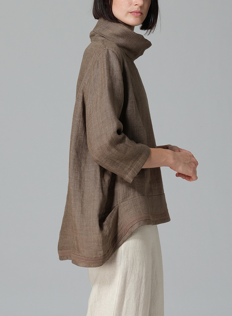 Linen Cowl Neck Top