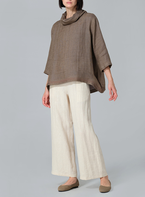 Linen Cowl Neck Top
