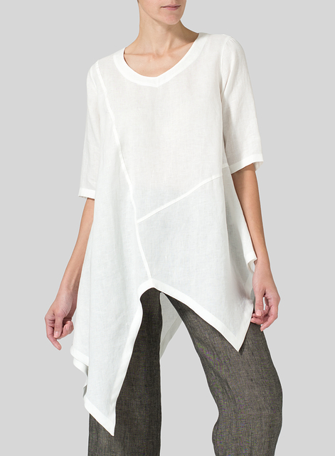 Linen Asymmetrical Hem Tunic