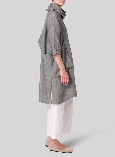Heavy Linen Cowl Neck Oversized Tunic