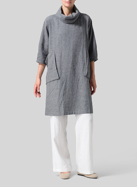 Heavy Linen Cowl Neck Oversized Tunic