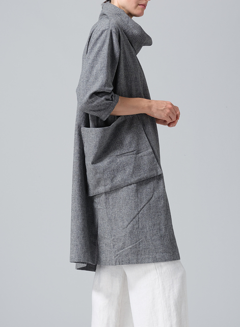 Heavy Linen Cowl Neck Oversized Tunic