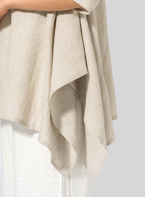 Linen Half Sleeves Handkerchief Hem Tunic