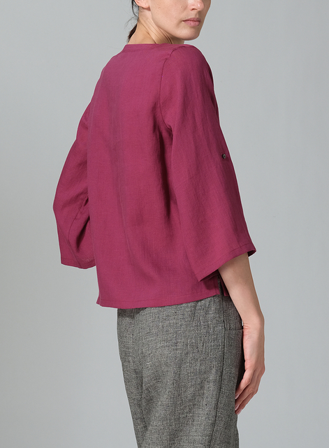 Linen Relaxed Fit Boat Neck Top