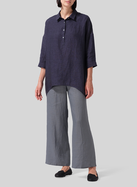 Linen Oversized Straight-Cut Shirt