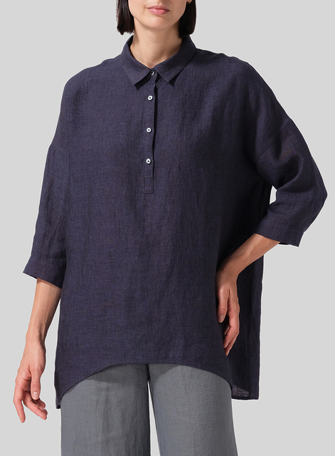 Linen Oversized Straight-Cut Shirt