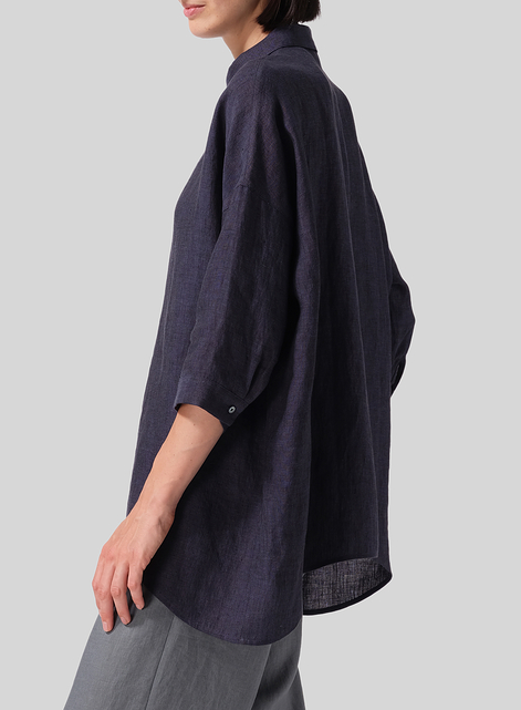 Linen Oversized Straight-Cut Shirt
