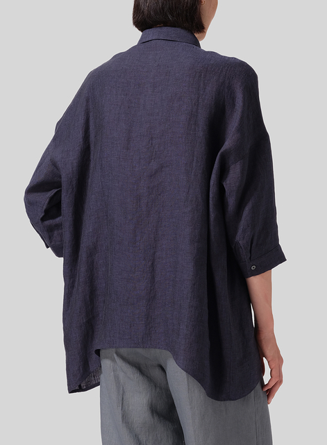 Linen Oversized Straight-Cut Shirt