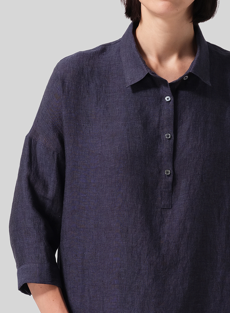 Linen Oversized Straight-Cut Shirt