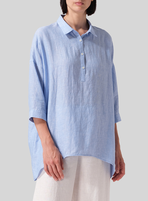 Linen Oversized Straight-Cut Shirt