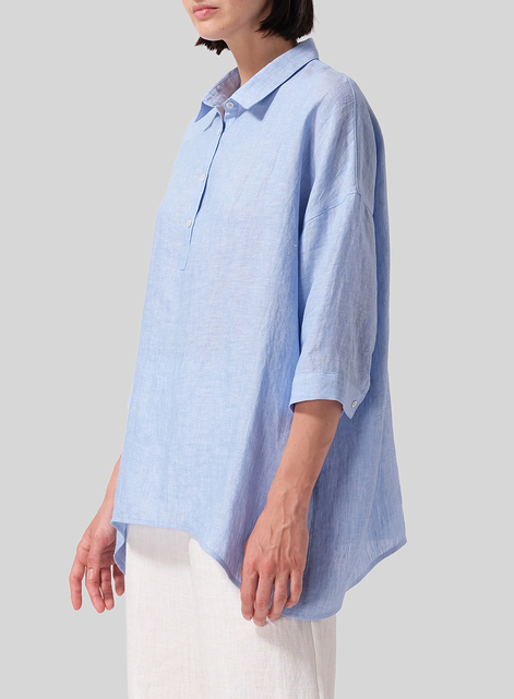 Linen Oversized Straight-Cut Shirt