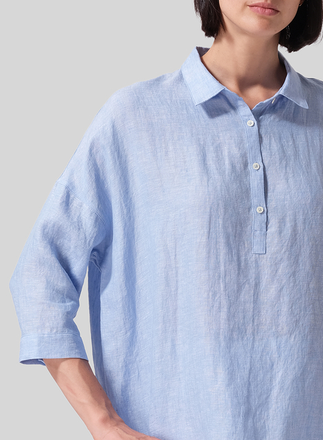 Linen Oversized Straight-Cut Shirt