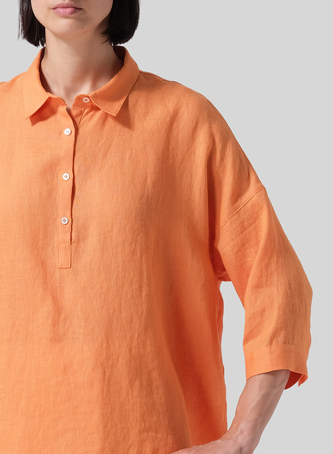 Linen Oversized Straight-Cut Shirt