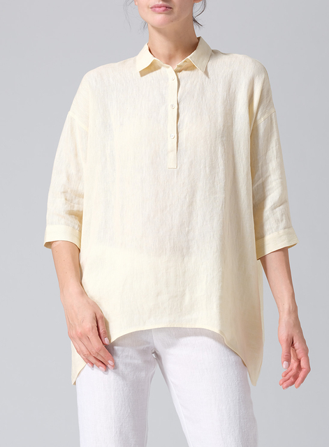 Linen Oversized Straight-Cut Shirt
