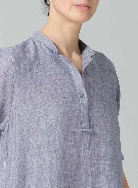 Linen Short Sleeve A-line Tunic Dress