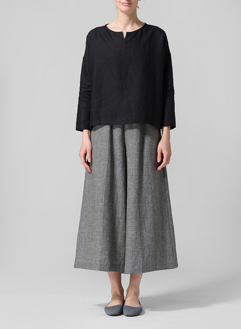 Linen V-neck Boxy Top