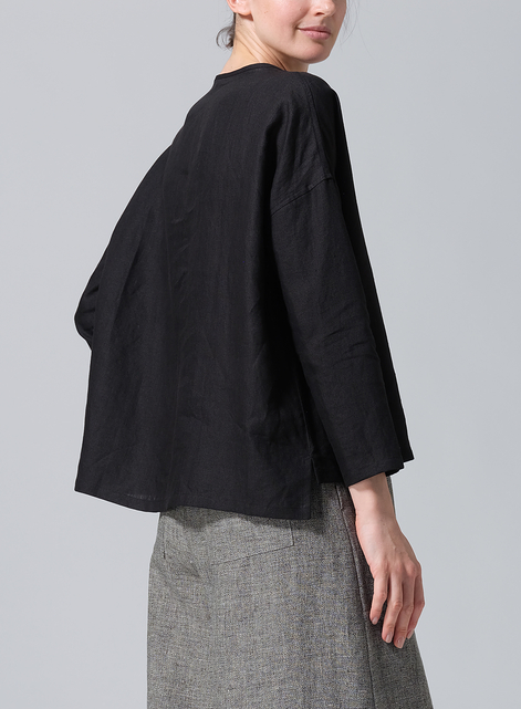 Linen V-neck Boxy Top