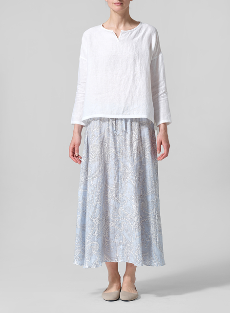 Linen V-neck Boxy Top