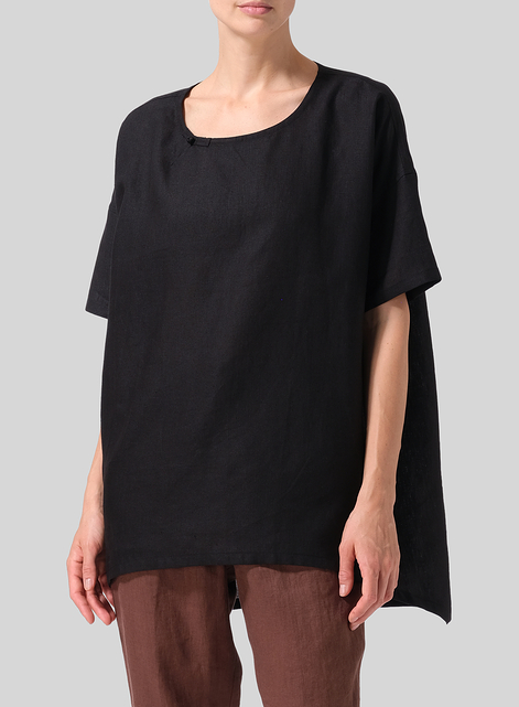Linen Relaxed Handmade Knot Buttons Top