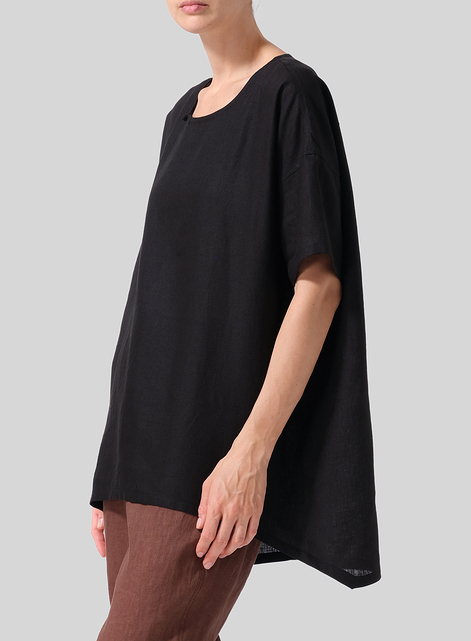 Linen Relaxed Handmade Knot Buttons Top