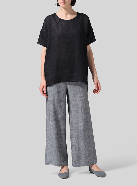 Linen Relaxed Handmade Knot Buttons Top