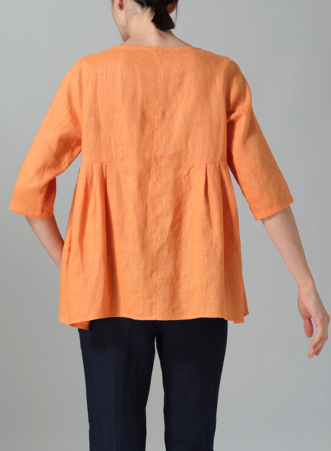 Linen Dropped Shoulder Pleated Box Top