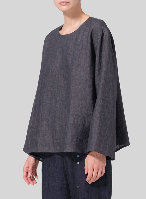 Linen Long Sleeve Loose Fit Blouse