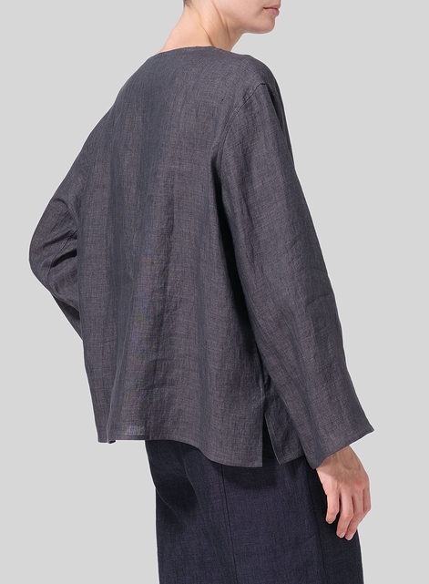 Linen Long Sleeve Loose Fit Blouse