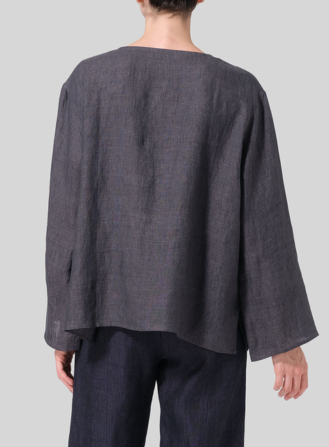 Linen Long Sleeve Loose Fit Blouse