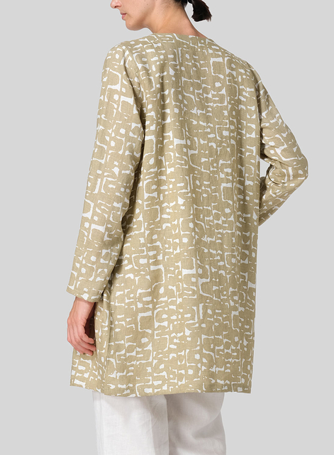 Linen Handmade Knot Buttons Straight-Cut Top