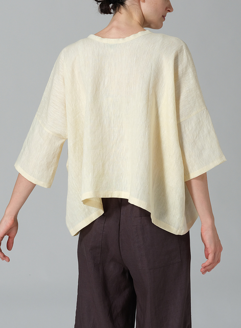 Linen Loose Deep V-Neck Top
