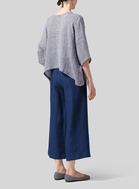 Gauze Linen Loose Deep V-Neck Top